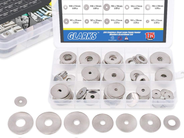 glarks 175pcs 304 stainless steel large penny fender washers assortment set m3 m4 m5 m6 m8 m10 m12