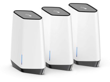 netgear orbi pro wifi 6 tri band mesh system for business or home sxk80b3 router with 2 satellite extenders 4 ssids vlan qos coverage up to 9000 sq ft 80 devices ax6000 up to 6gbps