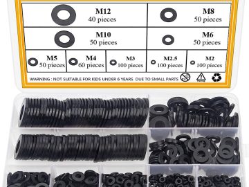 sutemribor nylon flat washer assortment set 600 pieces 9 sizes m2 m2 5 m3 m4 m5 m6 m8 m10 m12 black